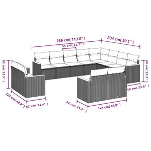 Ensemble de canapé de jardin en rotin PE noir 12 pièces, matériaux résistants aux UV - Product Image 3