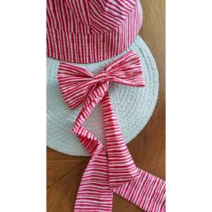 Pinza para el pelo con lazo de rayas rosas, accesorio elegante para el cabello para mujer, para sombreros tipo pescador - Product Image 3