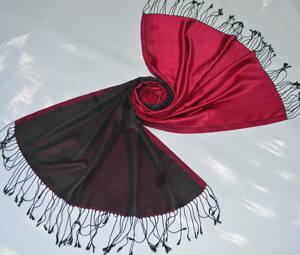 Magnifique châle en soie pour femme, tissé réversible, design bicolore vintage bleu-violet, longueur 140g 70x180cm, automne-hiver - Product Image 3