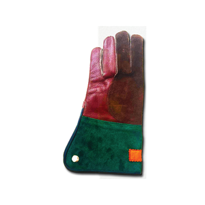 Leather Full Finger Green <b>Red</b> Brown hunting Falcon <b>Gloves</b> for animal handling - Product Image 5
