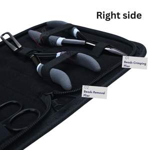 Kit d'outils professionnels pour extensions de cheveux noirs avec pinces à micro-anneaux, aiguilles à coudre, anneaux de sectionnement et Velcro - Product Image 3