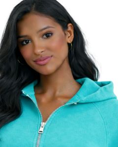 Sudadera con capucha corta personalizada para mujer, color turquesa, manga larga, estilo casual, para gimnasio y fitness. - Product Image 3