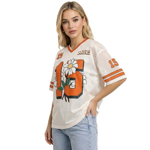 Jersey de Fútbol Americano para Mujer con Diseño Floral, Transpirable, de Malla de Poliéster, Cuello en V, Corte Regular, Ropa de Equipo, Fabricación Personalizada - Product Image 5