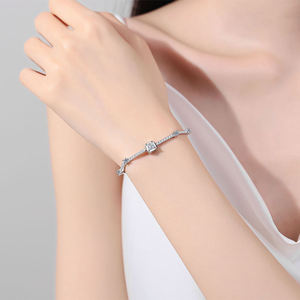 RAMDUT IMPEX Silver Rose Gold Plated Moissanite Tennis Bracelet Princess Cut Cut Channel Setting Geometric Design Trendy Unisex - Product Image 4