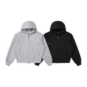 เสื้อกันหนาว400GSM บ็อกซี่มีฮู้ดโอเวอร์ไซส์สีพื้นเสื้อผ้าแนวสตรีทแบบสวมหัวผ้าเฟรนช์เทอร์รี่ลำลองสำหรับผู้หญิงและผู้ชาย - Product Image 1