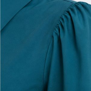 Ensemble Blouse et Jupe Longue Brodé Personnalisé pour Femme, Teal et Beige, Manches Longues, Boutonné, Taille Haute, Tenue Modeste Deux Pièces OEM - Product Image 6