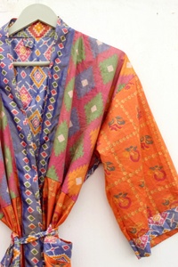 Veste Kimono en Soie Mélangée Poly Robe Courte en Soie Poly - Product Image 6