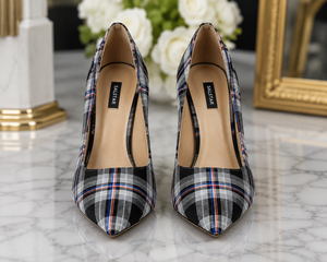 Escarpins à talons aiguilles en tartan pour femmes, design et logo personnalisés, qualité supérieure - Product Image 2