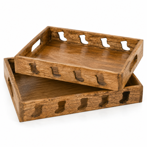 Bandeja de Servir de Madera de Mango en Tendencia, Juego de Bandejas Decorativas de Madera con Diseño de Gorro de Santa Claus para Decoración Navideña del Hogar y Cocina - Product Image 6