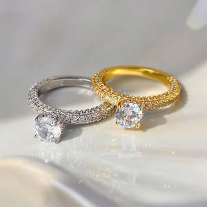 Round Brilliant Lab Diamond Accented Engagement <b>Ring</b> IGI D-E-F VVS-VS Quality Gold <b>Silver</b> B2B Inventory <b>Solitaire</b> Supply - Product Image 2