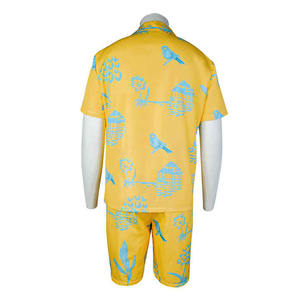 Ensemble été homme, short et t-shirt assortis, tissu en coton respirant, coupe décontractée, confortable, style vacances plage. - Product Image 5