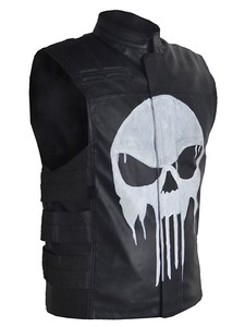 Chaleco de Cuero con Emblema de Calavera Espeluznante de Halloween - Product Image 2