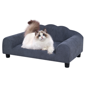 Canapé-lit pour chien en bois de luxe avec velours et mousse de polyuréthane, chaise-lit pour animaux de compagnie tendance pour grand animal, utilisable toute l'année - Product Image 1