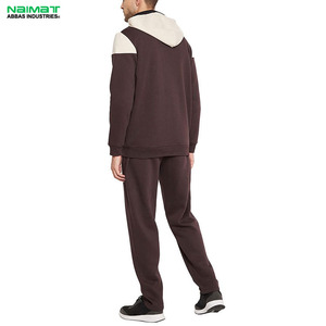 Men's Brown Color Blocking Hooded <b>Tracksuit</b> Set Full Sleeve Casual Joggers With Side Pockets Autumn Wear - Product Image 1