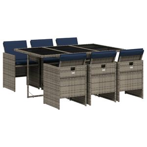 Conjunto de Comedor Plegable para Patio de 6 Plazas en Ratán Sintético Gris - Product Image 2
