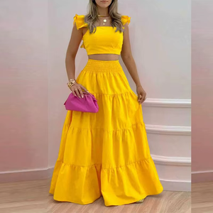 Vestido Informal de Alta Calidad, Estampado, Ropa de Playa, Hecho a Medida, Vestido Maxi de Dos Piezas con Pliegues de Rayón Hawaiano - Product Image 4