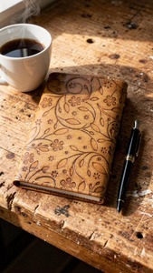 Mini Diario de Cuero Hecho a Mano con Encuadernación Térmica, Diario Rústico Vintage, Lápiz Incluido, Regalo - Product Image 3
