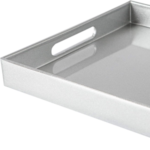 Metallic Silver Rectangular Food Serving <b>Tray</b> Decorative <b>Tray</b> with Handles Party Tableware Wholsale from Vietnam - Product Image 2