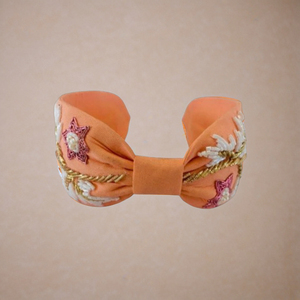 Bandeau Léger Imprimé Floral Pêche, Tissu Doux, Torsadé, pour Femmes et Filles, Ajustement Confortable, Imprimé Floral Tendance - Product Image 4