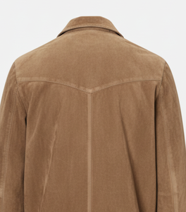 Men's Brown <b>Suede</b> Moto <b>Jacket</b> With Zipper Closure Turn-down Collar Regular Fit Autumn Wear Solid Color - Product Image 2