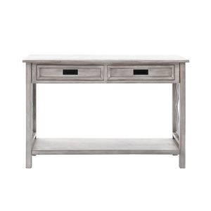 Whitewashed Wood 2-Drawer 1-Shelf <b>Console</b> <b>Table</b> and <b>Entry</b> Rustic Furniture <b>Console</b> <b>Tables</b> - Product Image 5