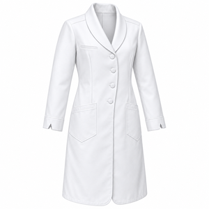 Doctor Coat Bright White Shawl Collar Medical Lab Coat Custom Wholesale Unisex Healthcare Workwear Uniform With <b>Covered</b> <b>Buttons</b> - Product Image 2