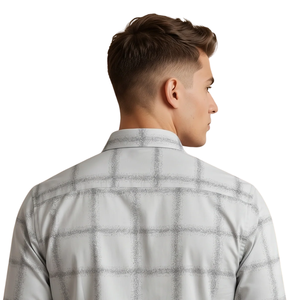 Chemise en flanelle à carreaux gris clair personnalisée pour homme, manches longues, boutonnée, décontractée, tissu brossé doux, streetwear quotidien - Product Image 4
