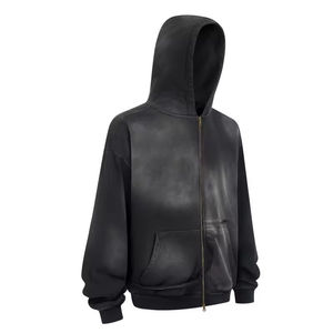 Nouveau Hoodie Automne Hiver 430G en Molleton 100% Coton Uni Teint, Coupe Oversize, Écologique, Respirant, Double Fermeture Éclair, Poche Kangourou - Product Image 2