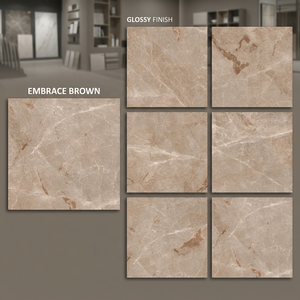 Azulejos de Porcelana Esmaltada con Aspecto de Mármol Marrón Vistaar, Diseño Interior Moderno, 80x80cm, Cerámica - Product Image 1