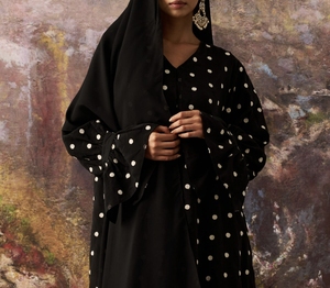 Best Selling Handmade Beaded V Neck Long Sleeve Flared Hem Abaya Modest Fashion Daily Wear Vintage Floor Length <b>Eid</b> Ramadan - Product Image 2