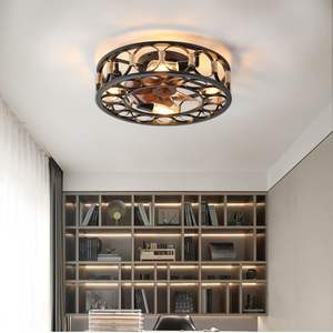 Ventilador de Techo LED de Estilo Moderno con Aspas Reversibles, 6 Velocidades, 5 Bombillas LED, Diseño de Montaje Empotrado de Perfil Bajo, Estilo Jaula, Color Negro - Product Image 2