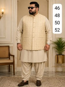 NOIIR PIGEON Mens Premium <b>Silk</b> Wrinkle-Free Quick-Dry <b>Kurta</b> Pyjama Jacquard Koti Jacket Traditional Ethnic 3-Piece - Product Image 6