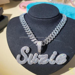 High Quality Moissanite Diamond " SUZIE " Pendant Necklace Silver Chain Jewelry Wholesale Supplier - Product Image 3