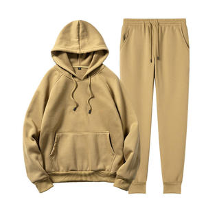 Custom Double <b>Knit</b> Sweat Suit Premium Cotton Blend Hoodie Jogger <b>Set</b> OEM Apparel Manufacturer Private Label Wholesale - Product Image 6