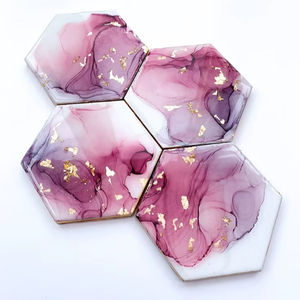 Designer Resin Coaster Set With Unique Color Pattern For Contemporary Interior <b>Table</b> Decoration And Beverage <b>Protection</b> - Product Image 1