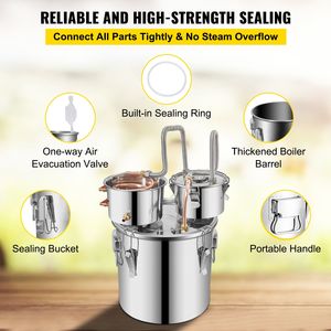 Kit per Distillazione Domestica, Distillatore in Acciaio Inox per Acqua e Alcol, Tubo in Rame, Pompa di Circolazione, Termometro Incluso - Product Image 6