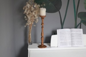 Support de bougie en bois personnalisé, design conique, motif boule, accent décoratif de table pour la maison, pour Noël, décoration intérieure UO - Product Image 5