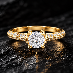 แหวนเพชรทรงกลมเพาะเลี้ยงในห้องปฏิบัติการ ทอง 14K 18K แบบโซลิแทร์ สองแถวประดับเพชร 0.80 กะรัต DEF VVS แหวนแต่งงานแบบแยกก้าน ขายส่ง - Product Image 2