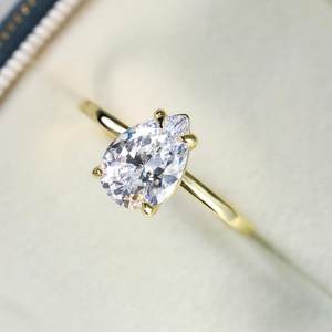 Anillo de compromiso de moissanita, plata de ley 925, chapado en oro de 14 quilates, anillo de promesa de boda para mujer, regalo de joyería fina - Product Image 3