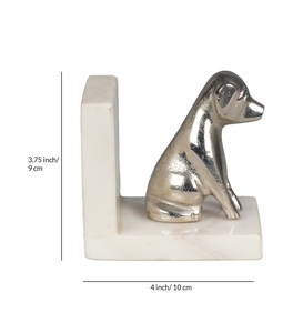 Modern design Cast Aluminium dog with <b>white</b> marble base bookend nickel plated vintage style bookend bookshelf organizer - Product Image 4
