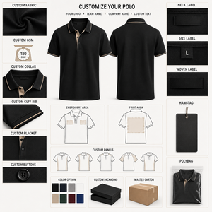 Polo ajusté en coton mercerisé avec étiquette tissée personnalisée et col côtelé – Vente en gros pour uniformes - Product Image 5