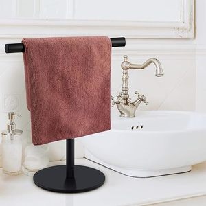 Toallero de Metal Negro Independiente, Diseño Minimalista, 1 Barra, Soporte Móvil para Toallas de Baño - Product Image 1