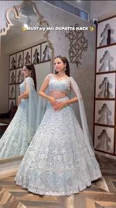 Women's <b>Light</b> <b>Blue</b> Silk <b>Lehenga</b> Choli With Embroidered Skirt Traditional Indian Pakistani Wedding Outfit Floor-Length Regular - Product Image 2