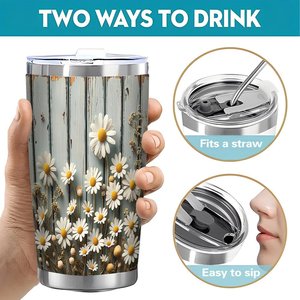 Stainless Steel Tumbler 20oz <b>Double</b> <b>Wall</b> Portable Outdoor Travel Drink <b>Mug</b> With Straw Design - Product Image 5