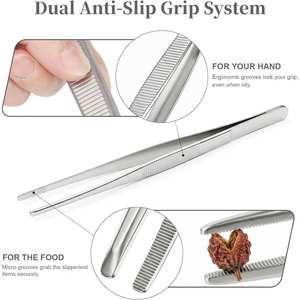 ที่คีบอาหารแบบยาวพิเศษ 12 นิ้ว 1 ชิ้น ทำจากสแตนเลสคุณภาพสูง ใช้กับเครื่องล้างจานและเตาอบได้ ใช้สำหรับทำอาหาร ปิ้งย่าง บาร์บีคิว - Product Image 2