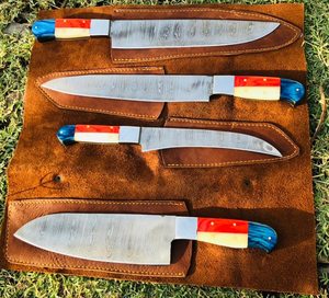 Juego de Cuchillos de Chef Hechos a Mano de Acero de Damasco para Cocina, Colección de Hojas Forjadas Premium con Excepcional Afilado y Comodidad - Product Image 1