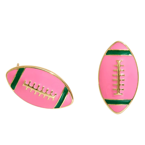 Pendientes de botón de fútbol AKA rosa y verde, tono dorado, esmaltados, joyería de moda para mujer, accesorios de regalo lindos inspirados en el deporte - Product Image 1