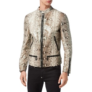 Rivian Atlantic bán buôn <span class=keywords><strong>Python</strong></span> dập nổi Áo khoác da cho nam giới mới da rắn da áo khoác mùa đông OEM đứng cổ áo - Product Image 2