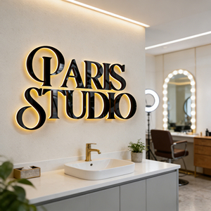 LC Custom Led Signs for Business Name Signage Led <strong>Sign</strong> 3D Stainless Steel LED <strong>Lighted</strong> Hair Salon <strong>Sign</strong> LED Illuminated Letters - Product Image 2