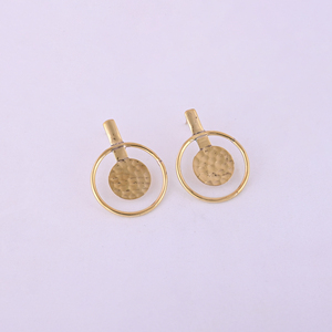 Sleek Gold Plated Hoop Charm <b>Earrings</b> 40x30MM Size - Product Image 1